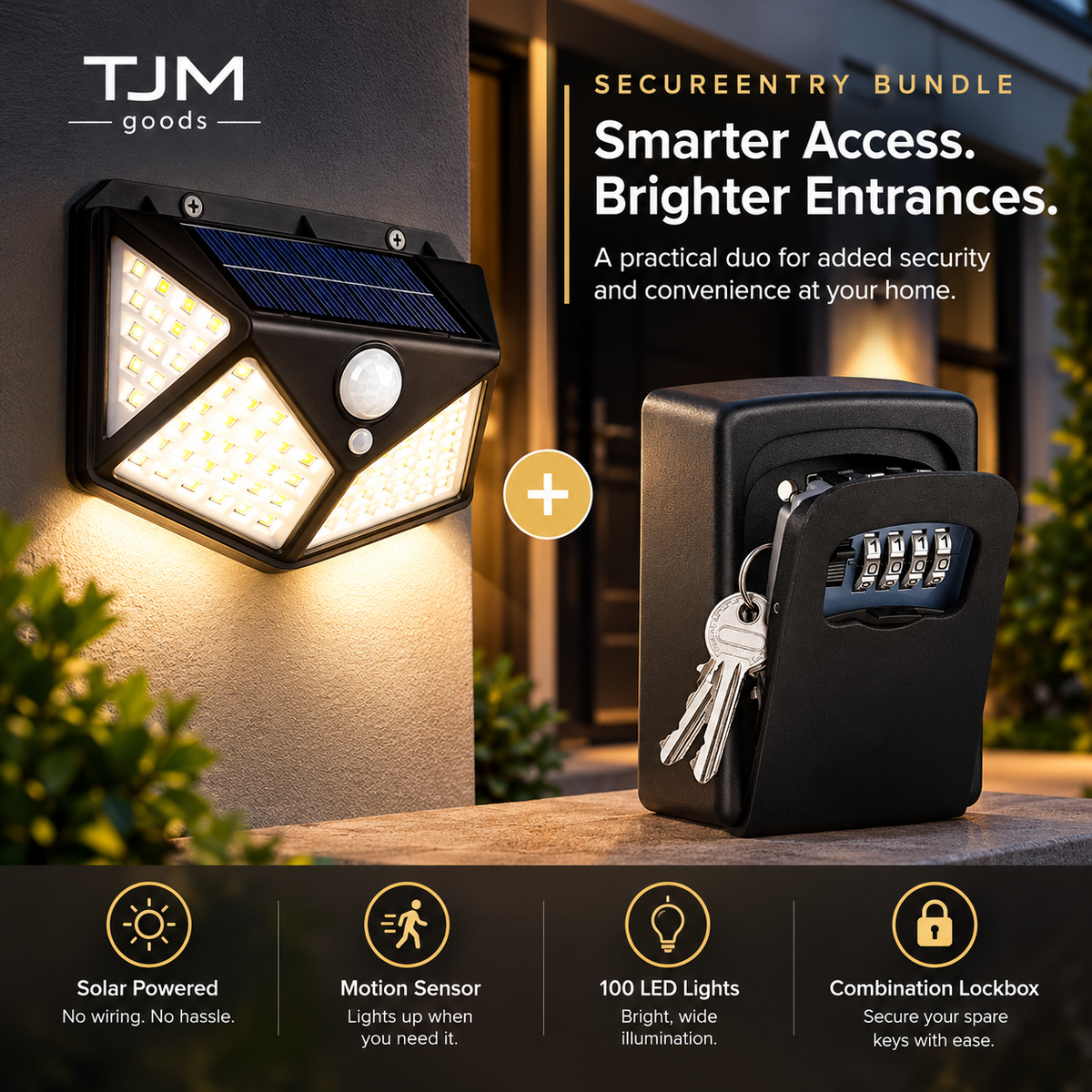 SecureEntry Bundle – Key Lockbox & Solar Motion Light